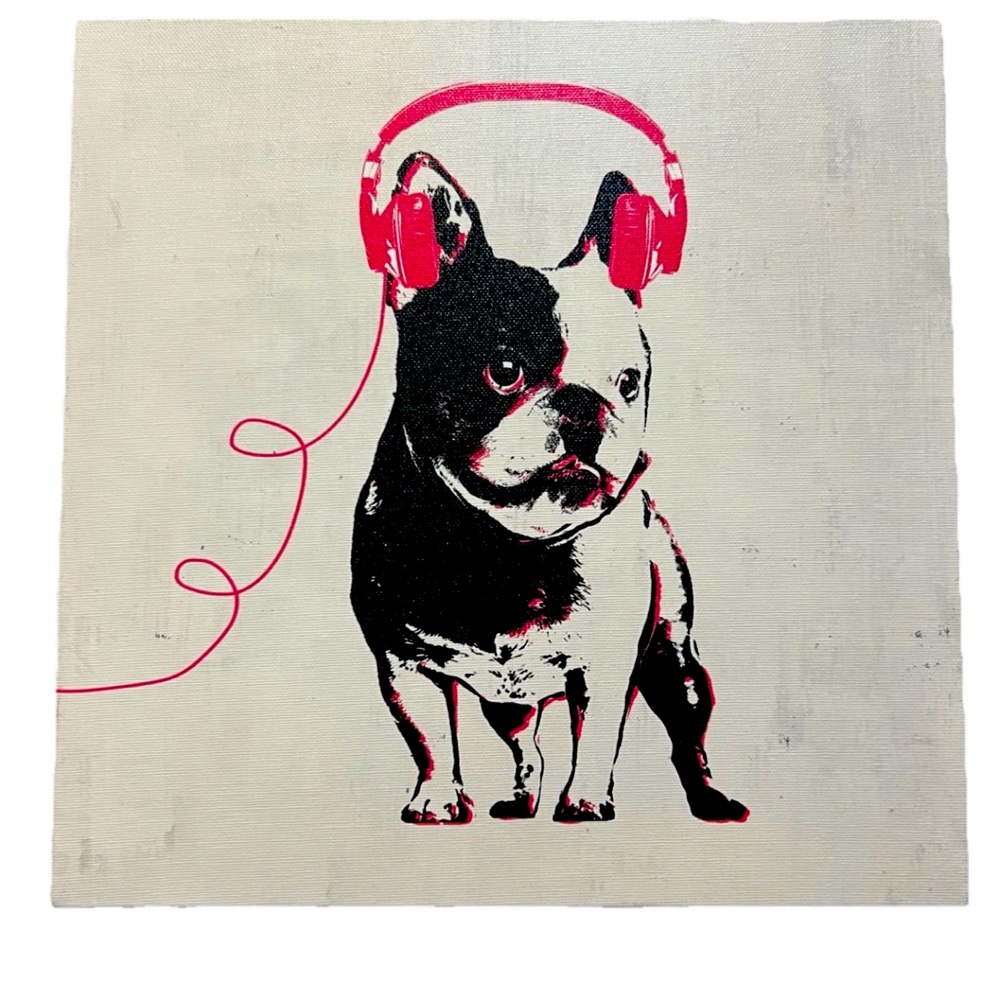 French Bulldog Canvas Art with Headphones